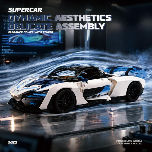 1/10 Scale Super Car Building Kit, Remote Control STEM Car Building Set with V8 Engine, 2015 PCS Collectible STEM Sports Car Building Toys, Race Supercar Model Kit Gift for Kid Adult Boy Girl (Y10002)