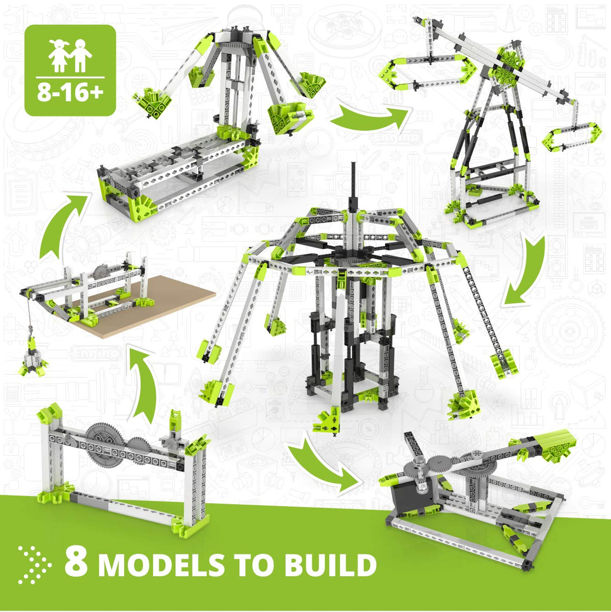 Engino STEM Toys, Amusement Park: London Eye, Ferris Wheel, Building Toys for Kids 9+, STEM Kit, Educational Set, Gifts for Boys & Girls, Engineering Kit, Powered by Motor (11 Model Options)