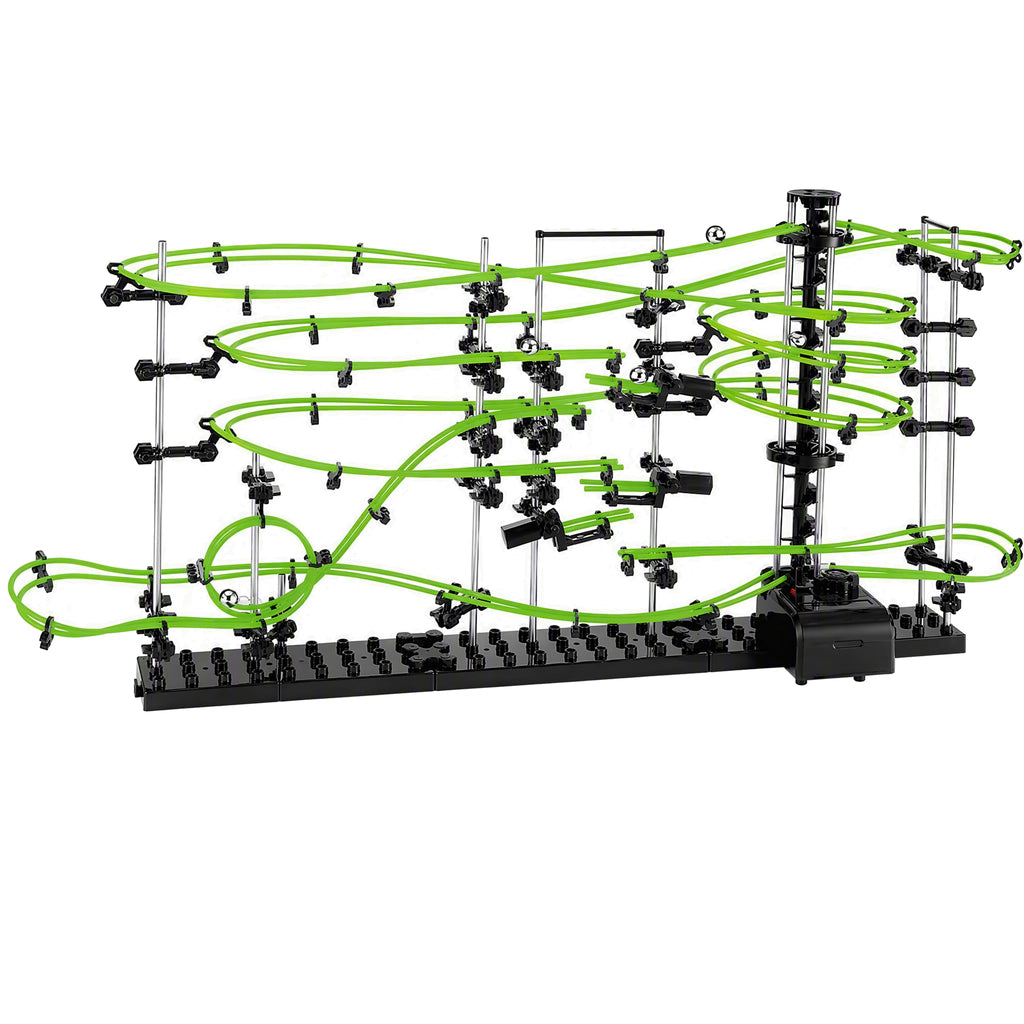 867PCS Marble Roller Coaster Kit, Space Rail Glow-in-The-Dark STEM Model Building Set with 8 Steel Balls, DIY Engineering Toy for Adults(Level 5)