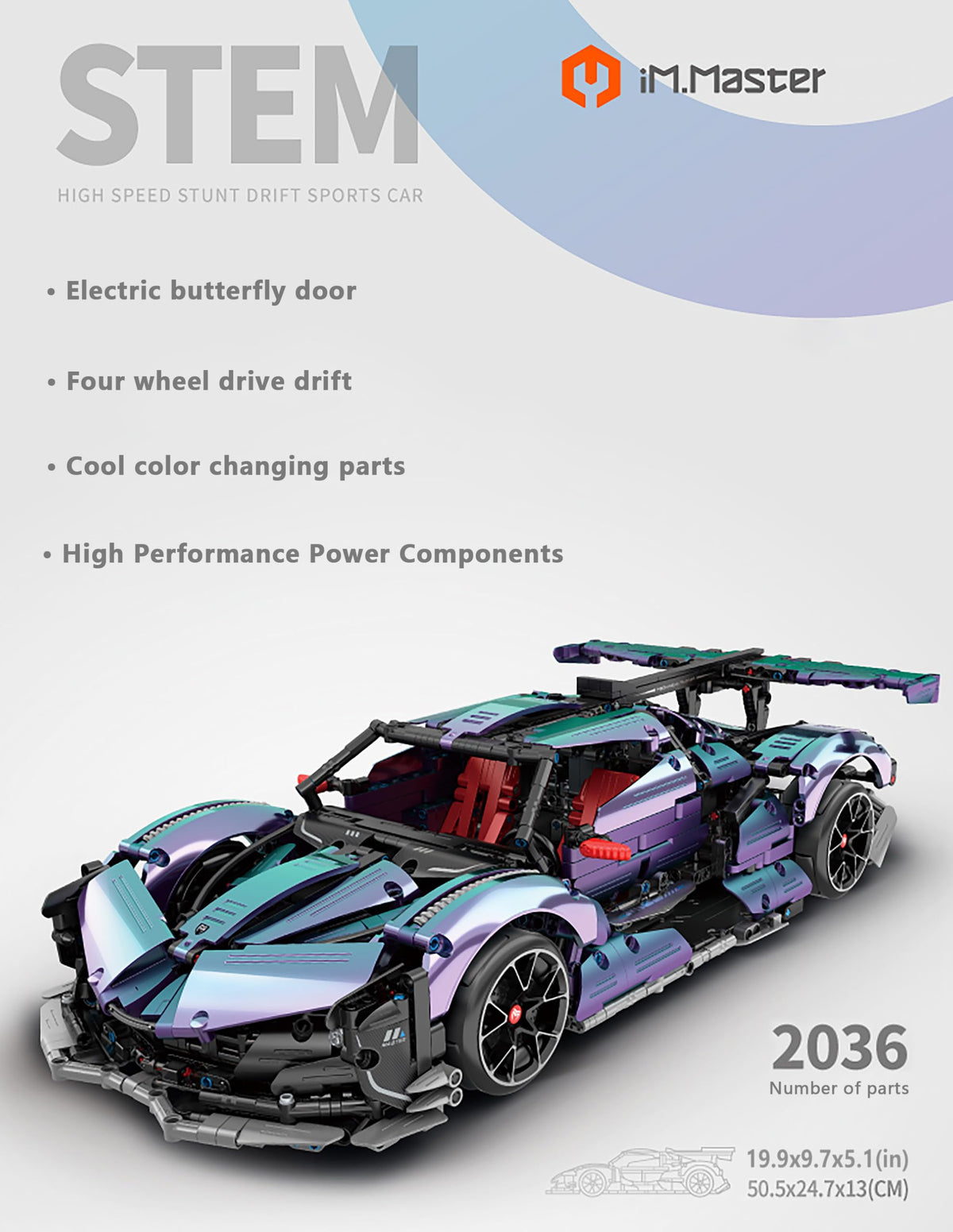 Super Sports Car Building Blocks Set, 1:10 Apollo IE Raceing Car Model Building Race Engineering Toy for Adults, Remote Control Drifting Hypercar with 5 Motors(2036 PCS)