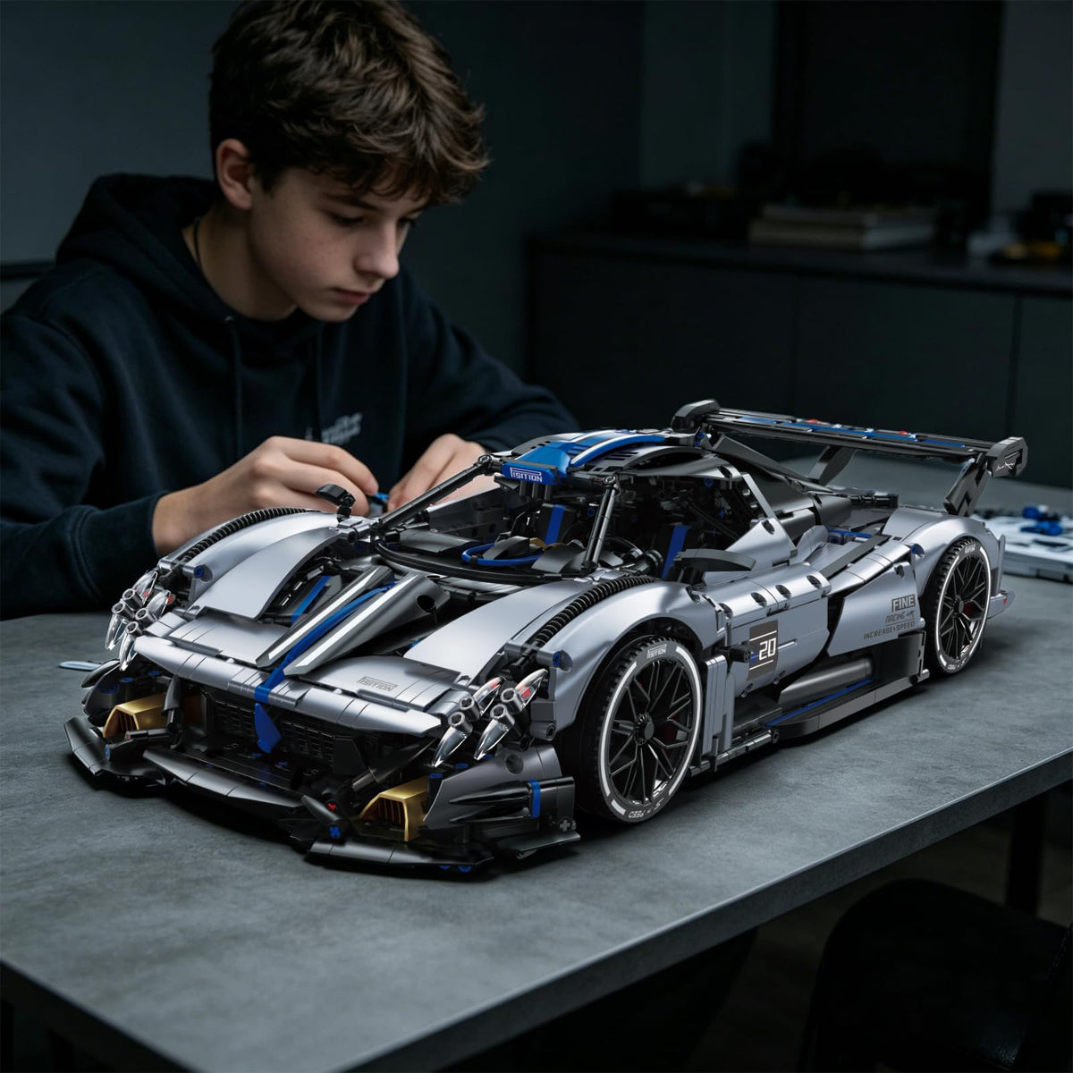 1:8 Supercar Car Building Block Set for Adults, 3526PCS Large Size Sports Construction Sets 23Inch Technical Racing Car Model Kit Toy for Boys&Car Enthusiasts