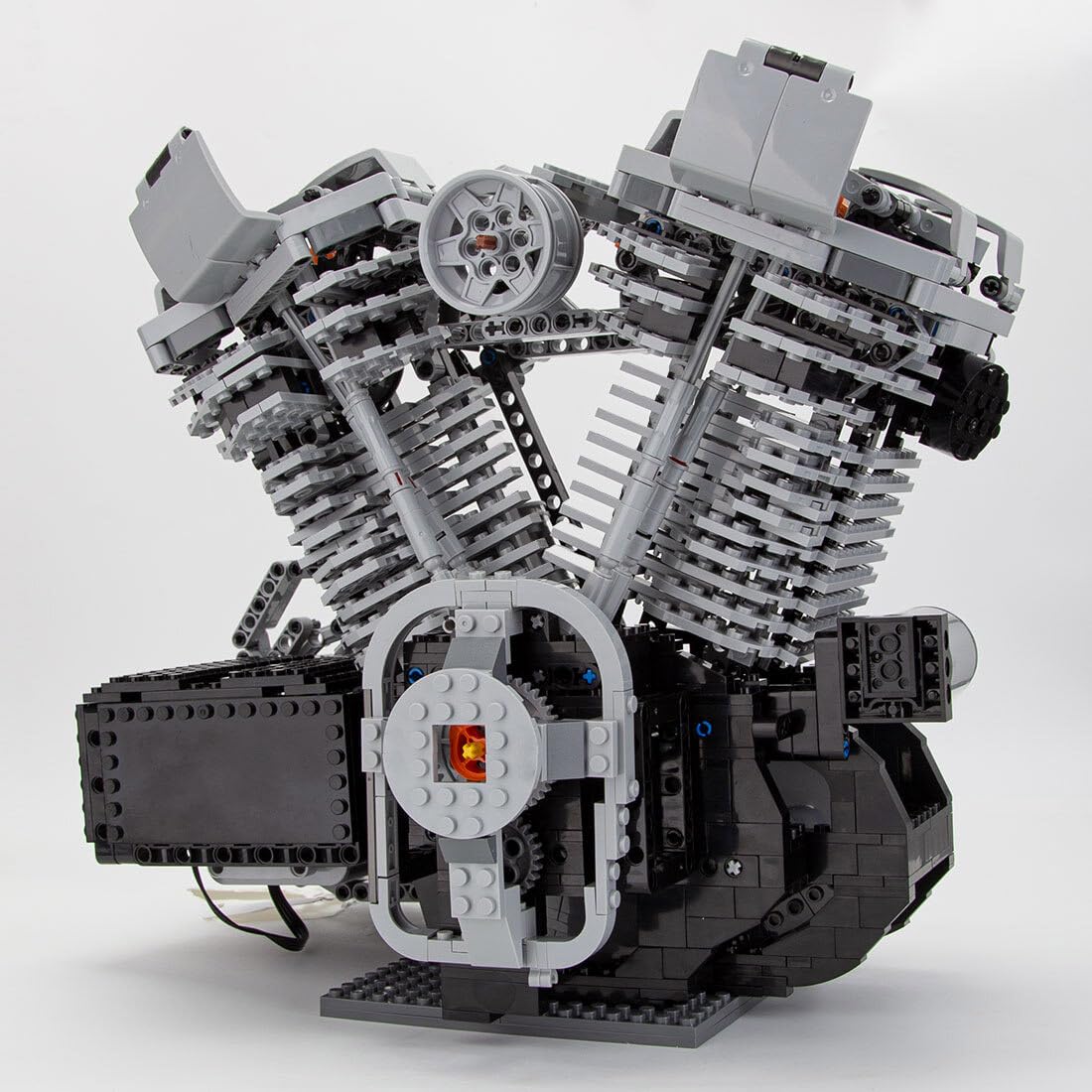 V-Twin Engine Model Building Kit - 1653PCS High-Speed OHV 4-Stroke Engine Model with Motor - MOC Construction STEM Toy
