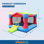 Bounceland Inflatable Party Castle Bounce House Bouncer, 16 ft L x 13 ft W x 10.3 ft H, Basketball Hoop, Removable Sun Roof, UL Strong Blower included, Fun Slide and Bounce Area, Castle Theme for Kids
