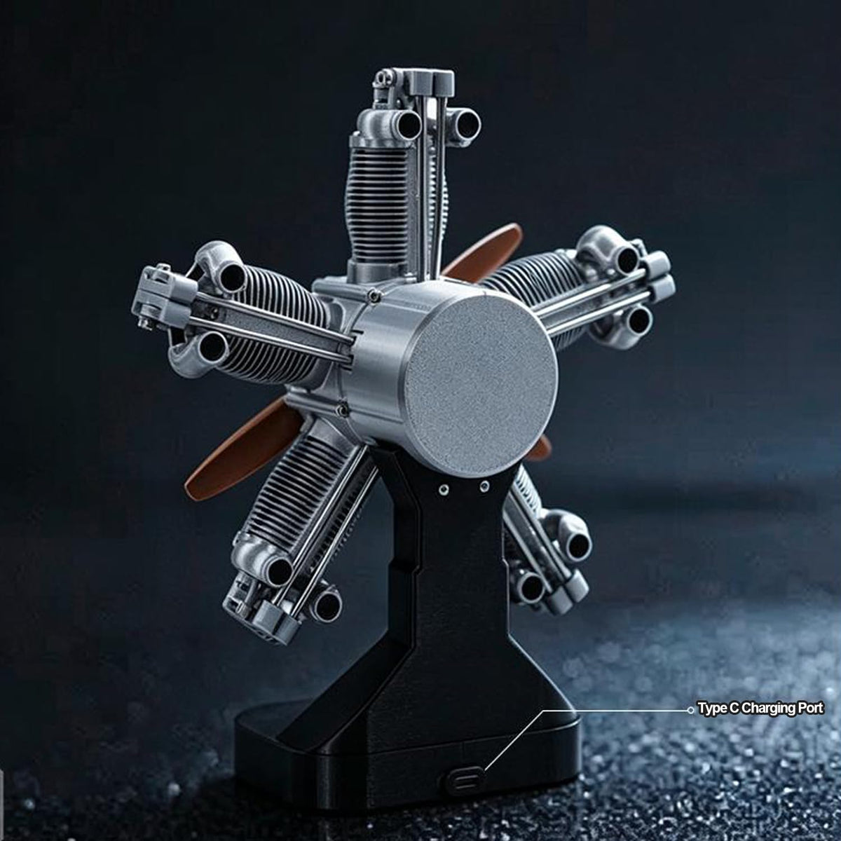 5-Cylinder Radial Engine Building Set with LED Light, Build Your Own Mini Military Plane Jet Engine Model Kit that Runs, STEM Toy Gifts for Adults & Teens 14+