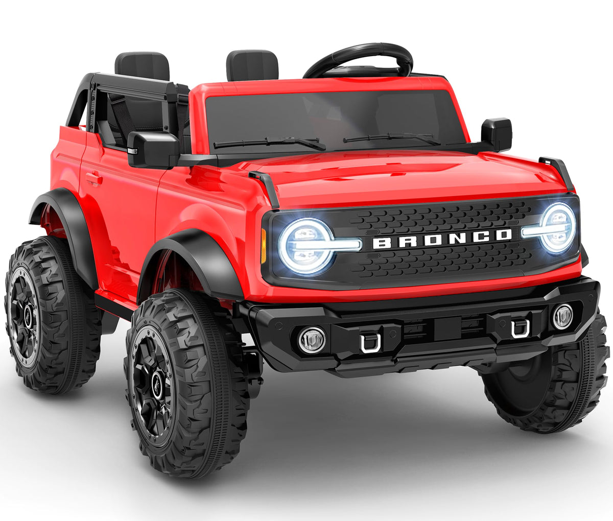 First Ride On 24V Ride on Toys for Big Kids, Licensed Ford Bronco Base 2 Seater Electric Car with Remote Control, Ride on Truck w/Seat Belts, 3 Speeds, Spring Suspension and Bluetooth (Pink)