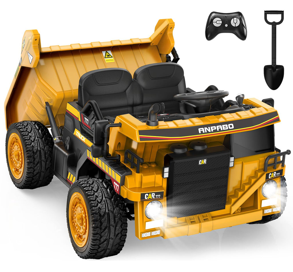 ANPABO 24V Ride On Dump Truck w/ Electric Dump Bed, Remote, Yellow