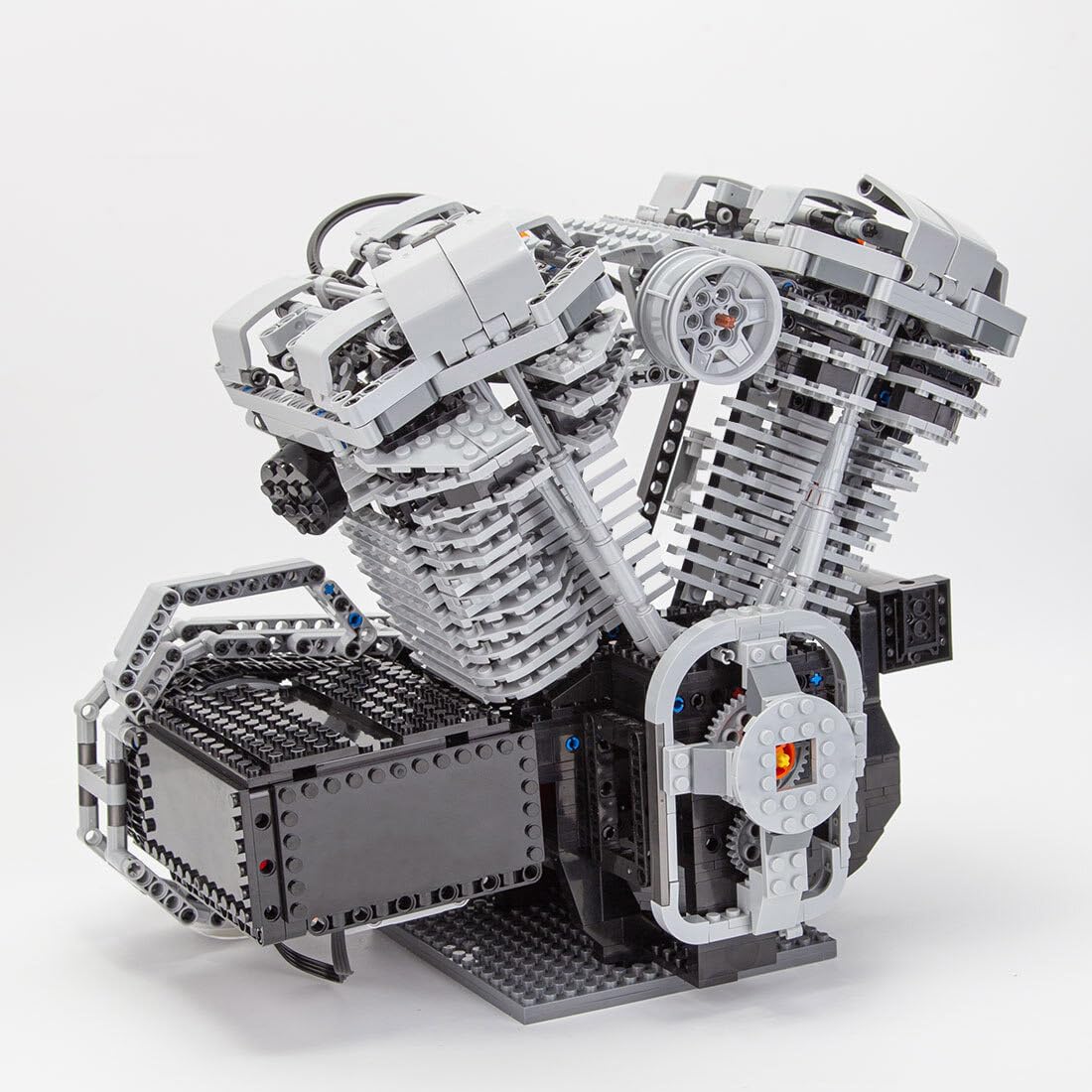 V-Twin Engine Model Building Kit - 1653PCS High-Speed OHV 4-Stroke Engine Model with Motor - MOC Construction STEM Toy