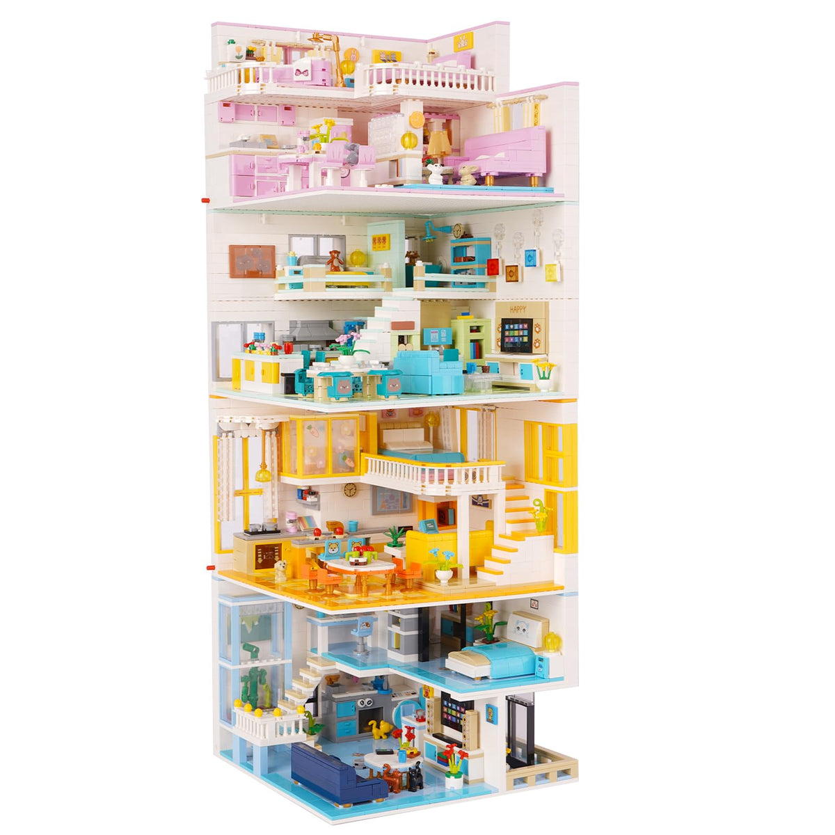 Friends House Building Block Colorful Lovely Animal Theme Pets Friends House Series, Creative Achitecture Mini Building Block Toy, Hobbies Birthday Gift for Adult Teens Kids Boys Girl