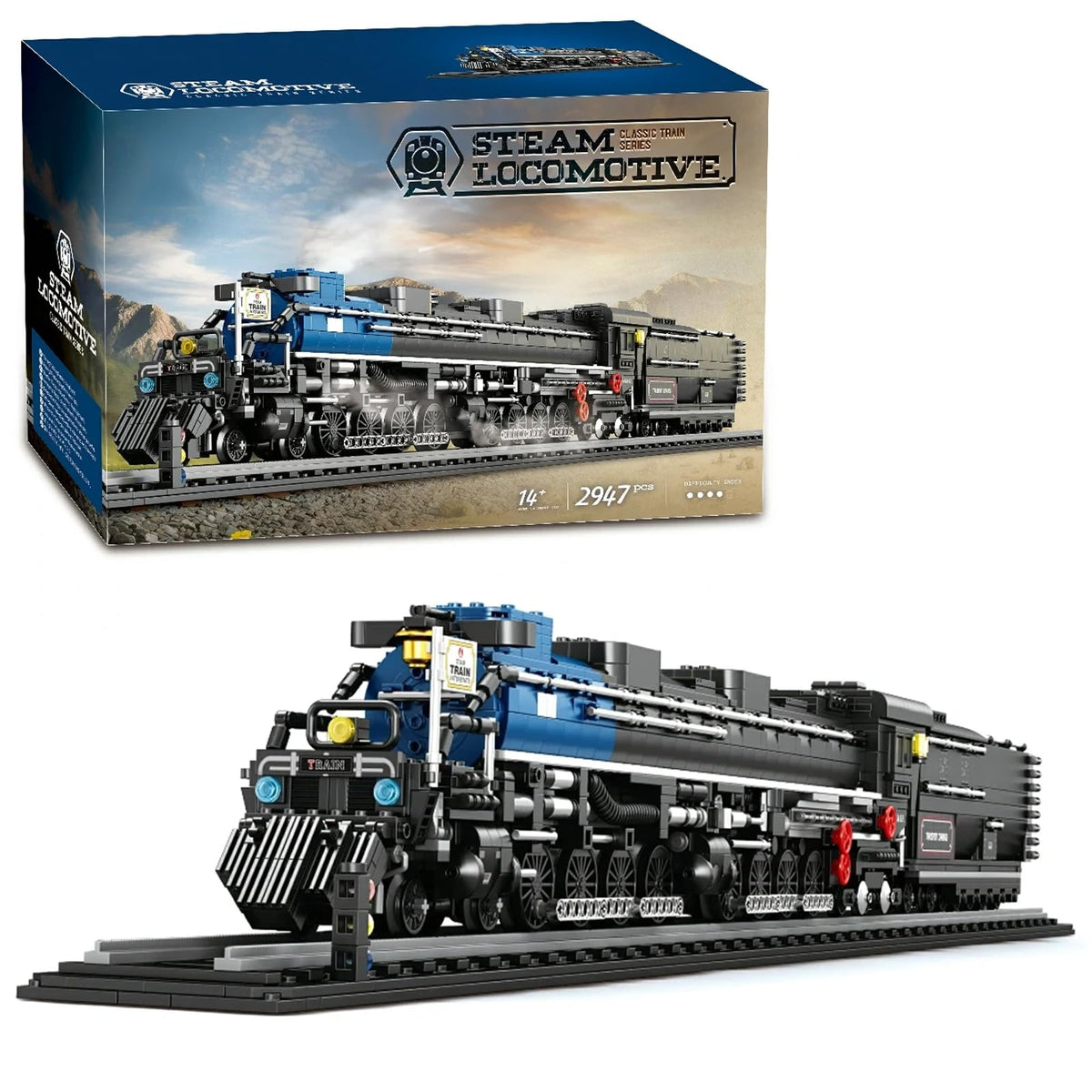 Big Boy Locomotive Building Set, Articulated Steam Train Model Kit for Adult, Collectible Large Scale Classic Train Construction Toy with Tracks, Display and Gift Giving (2,947PCS, A-66805)