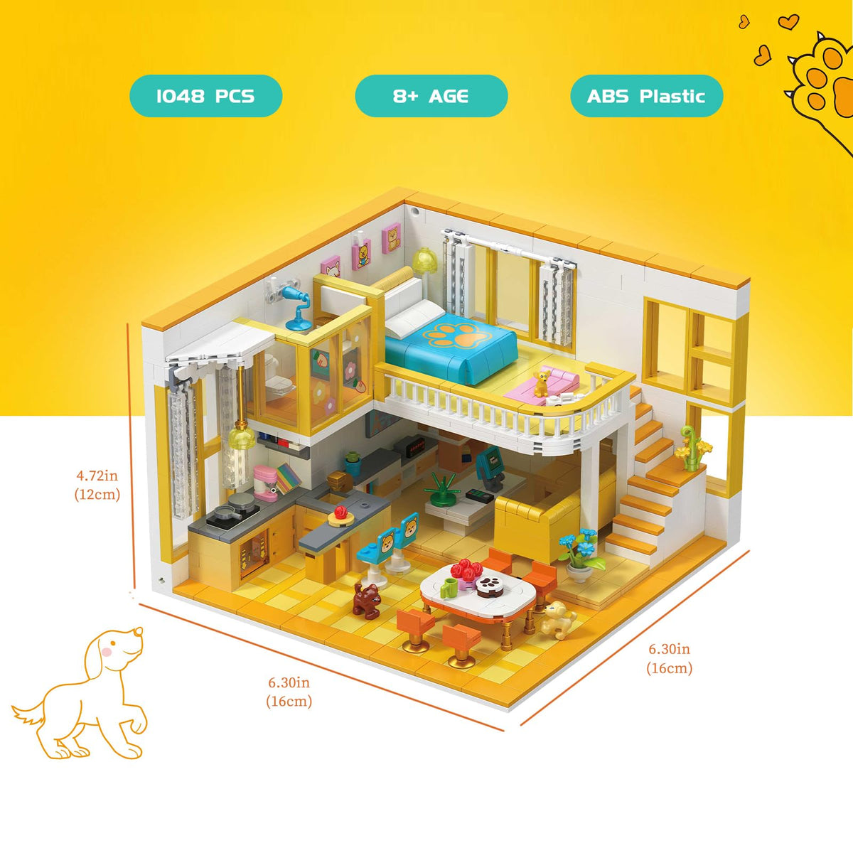 Friends House Building Block Colorful Lovely Animal Theme Pets Friends House Series, Creative Achitecture Mini Building Block Toy, Hobbies Birthday Gift for Adult Teens Kids Boys Girl