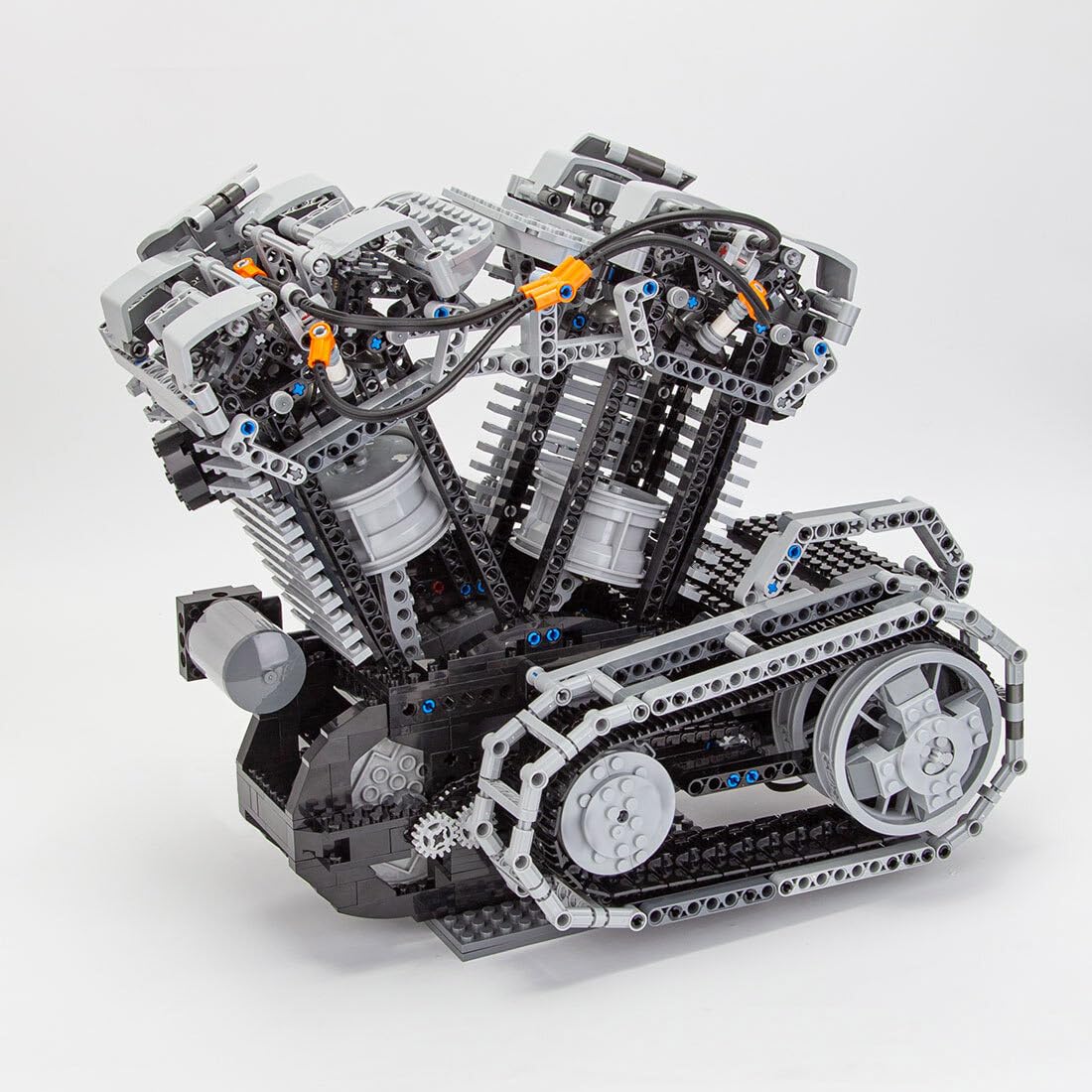 V-Twin Engine Model Building Kit - 1653PCS High-Speed OHV 4-Stroke Engine Model with Motor - MOC Construction STEM Toy