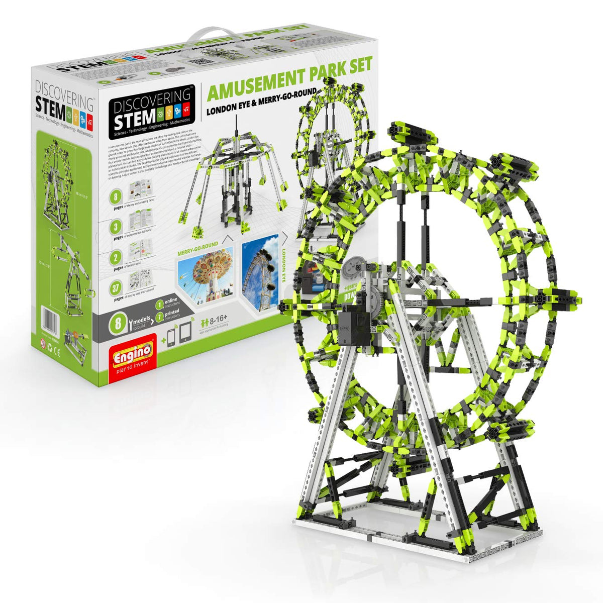 Engino STEM Toys, Amusement Park: London Eye, Ferris Wheel, Building Toys for Kids 9+, STEM Kit, Educational Set, Gifts for Boys & Girls, Engineering Kit, Powered by Motor (11 Model Options)
