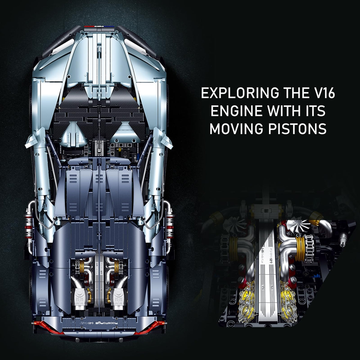 V16 Hybrid Hypercar Advanced Sports Car Building Set, A-10648