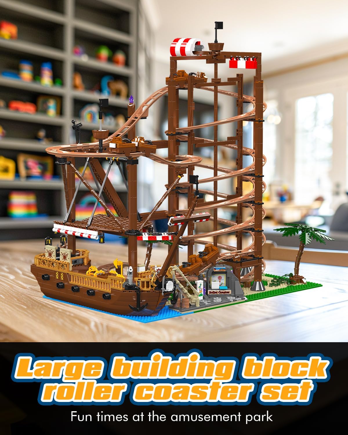 Sosuy Electric Roller Coaster Toy Building Set, Motorized 2174 PCS for Kids
