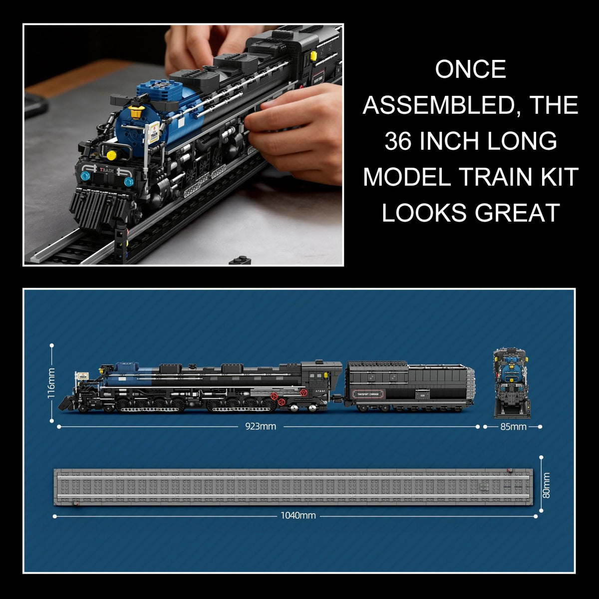 Big Boy Locomotive Building Set, Articulated Steam Train Model Kit for Adult, Collectible Large Scale Classic Train Construction Toy with Tracks, Display and Gift Giving (2,947PCS, A-66805)