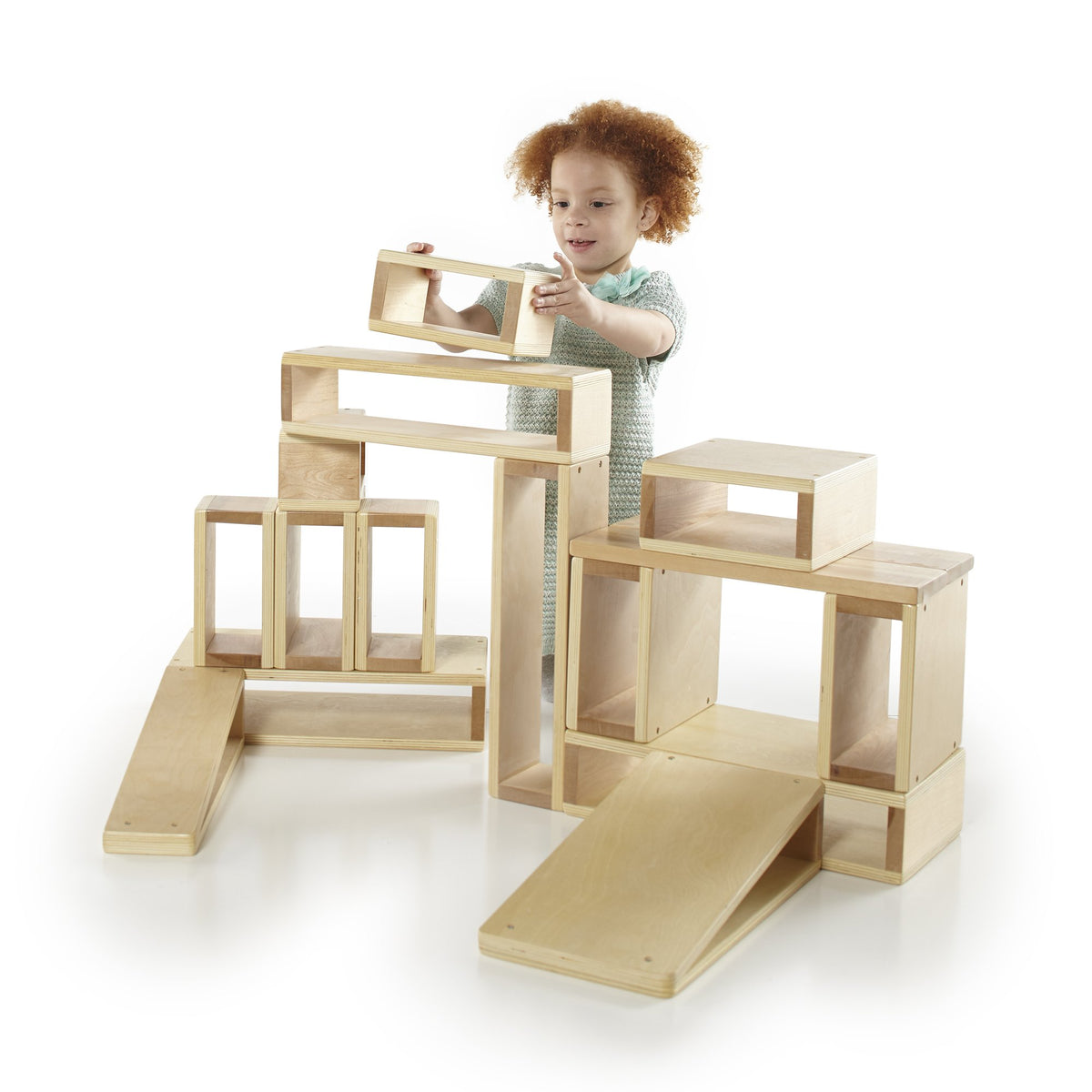 Guidecraft Jr. Hollow Blocks - Set of 16: S.T.E.M Learning & Educational Game for Children; Wooden Building Toy