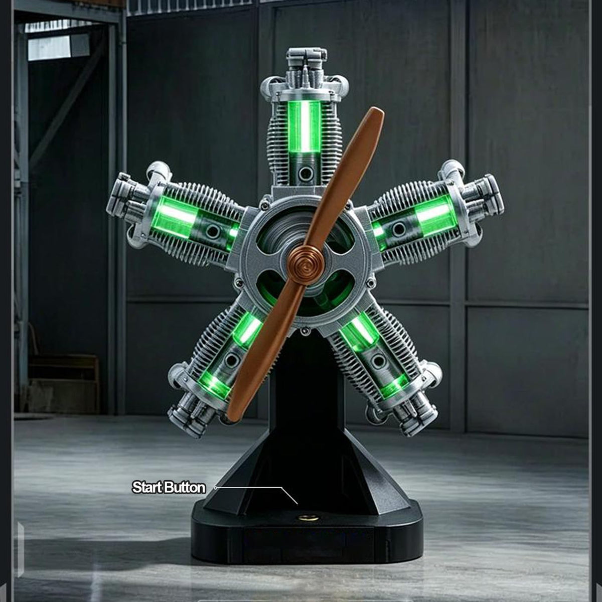 5-Cylinder Radial Engine Building Set with LED Light, Build Your Own Mini Military Plane Jet Engine Model Kit that Runs, STEM Toy Gifts for Adults & Teens 14+