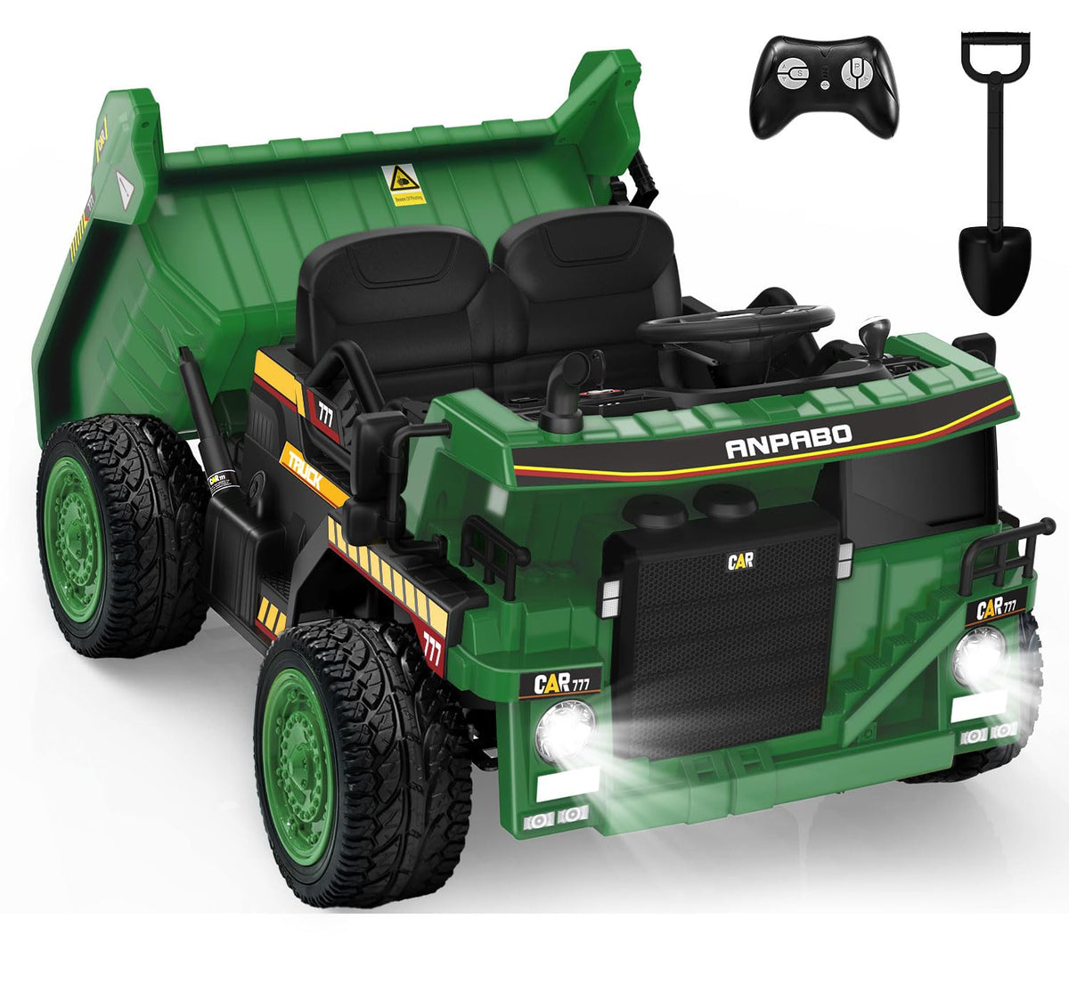 ANPABO 24V Ride On Dump Truck w/ Electric Dump Bed, Remote, Yellow