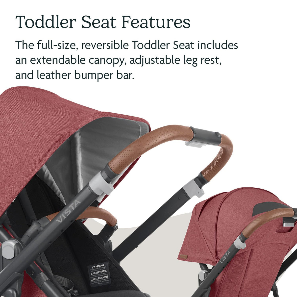 UPPAbaby Vista V2 Stroller/Convertible Single-to-Double System/Bassinet, Toddler Seat, Bug Shield, Rain Shield, and Storage Bag Included/Lucy (Rosewood Mélange/Carbon Frame/Saddle Leather)