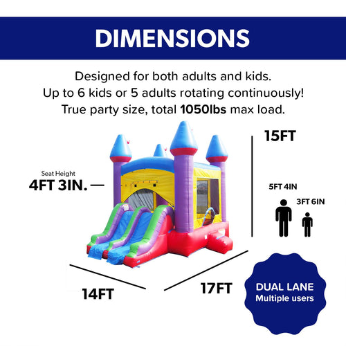 14x17 Jelly Bean Commercial Inflatable Bouncer Dual Lane Slide