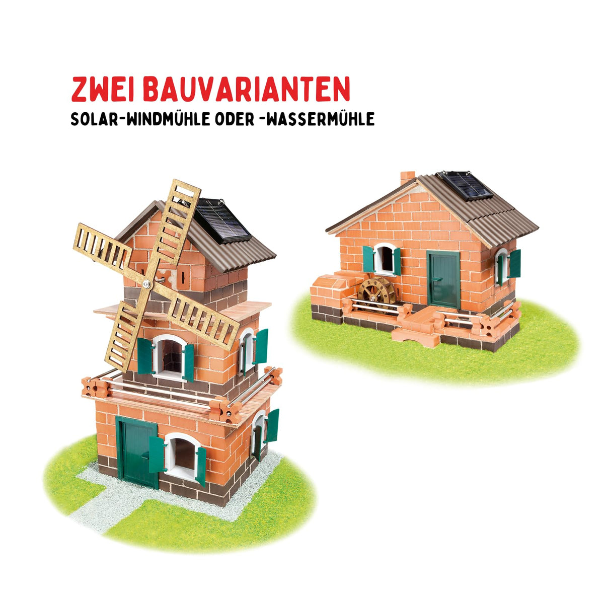 Eitech Teifoc Solar House Windmill Brick Construction Set, 380 Building Blocks, Erector Set and STEM Building Toy