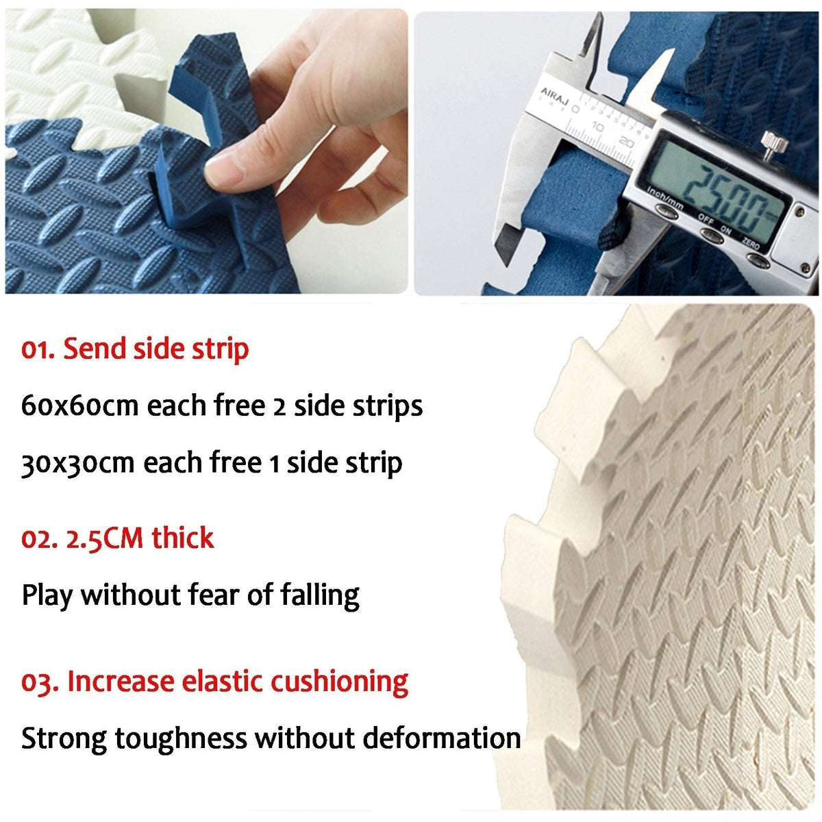 ALGFree Foam Puzzle Floor Mat, Comfortable Extra Thick Exercise and Play Mat with Edge for Toddlers, Kids & Adults, Multicolor Tiles Set (Color : C, Size : 60x60x2cm-4pcs)