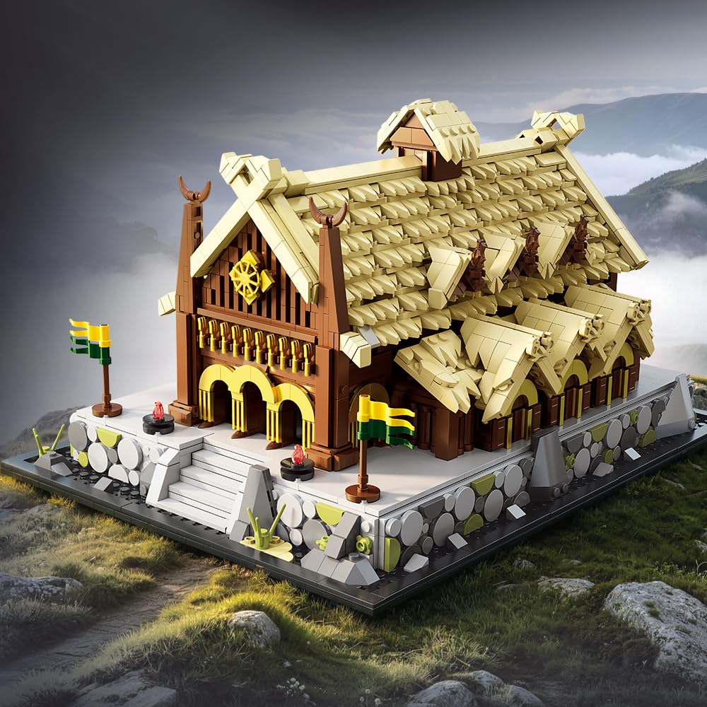 Golden Hall House Building Block Set, MOC Modular Architecture European Classic Building Blocks, Suitable for Home Decoration and Creative Display Model Toys
