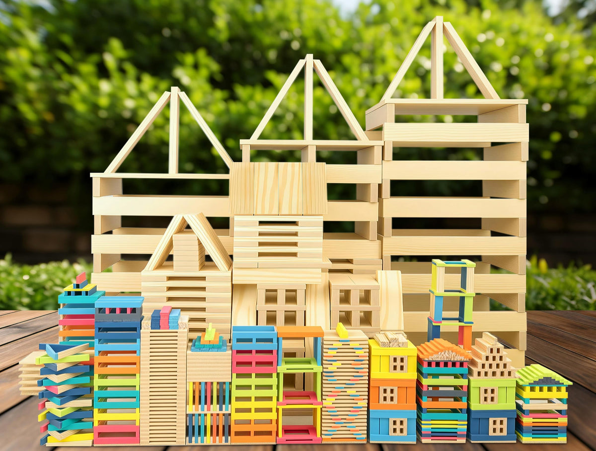 Giant Wooden Building Blocks for Kids& Classrooms - 32Pcs Extra Large Pine Construction Planks 19.7 in, Big Building Blocks Set for Outdoor & Indoor STEM Play, Jumbo Preschool Educational Toy (44 lbs)