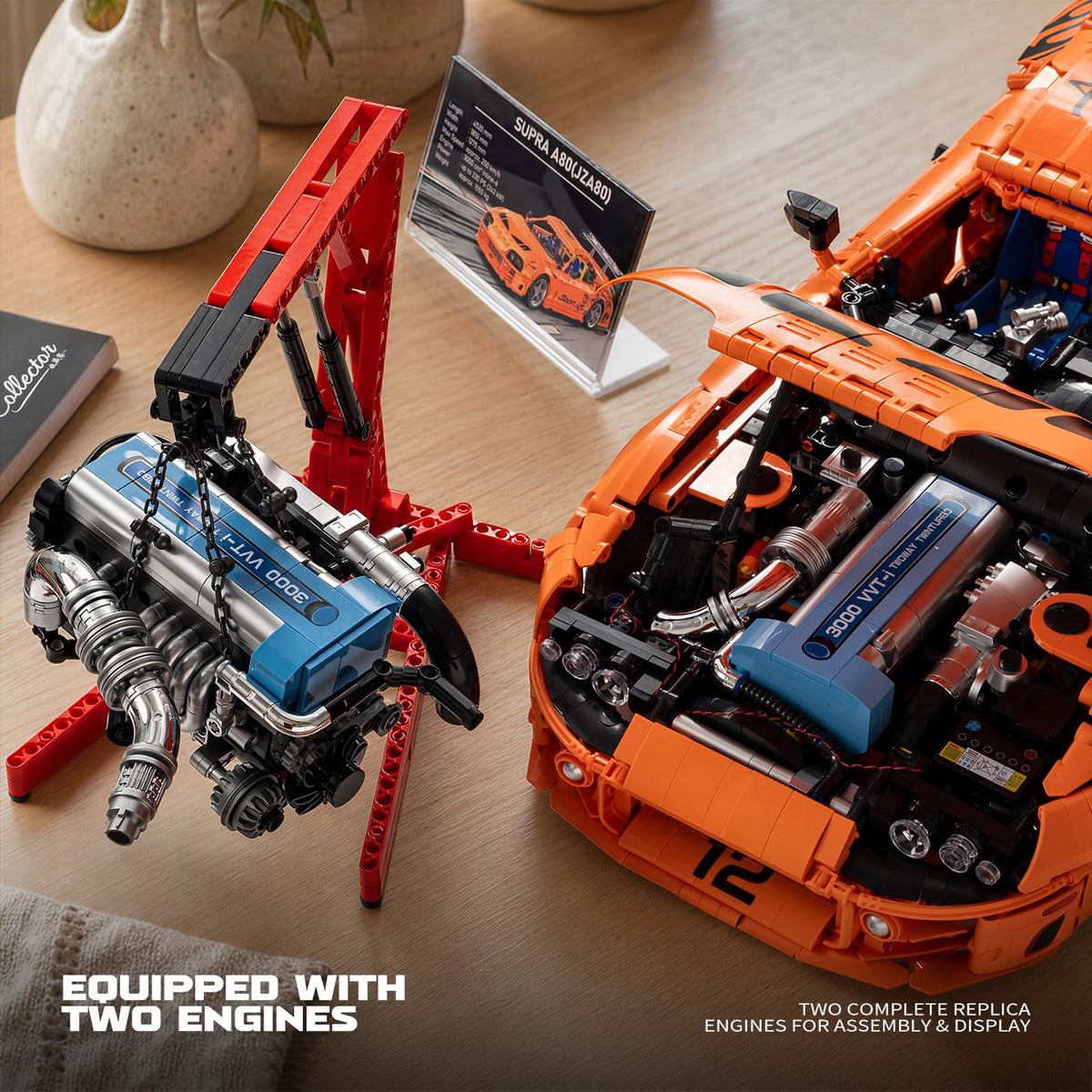 Supra A80 1:8 Scale Large Model Car Building Kit, Collectible Sports Car Model for Adults and Teens 14+, Display Model Toy, Orange(4508+PCS)