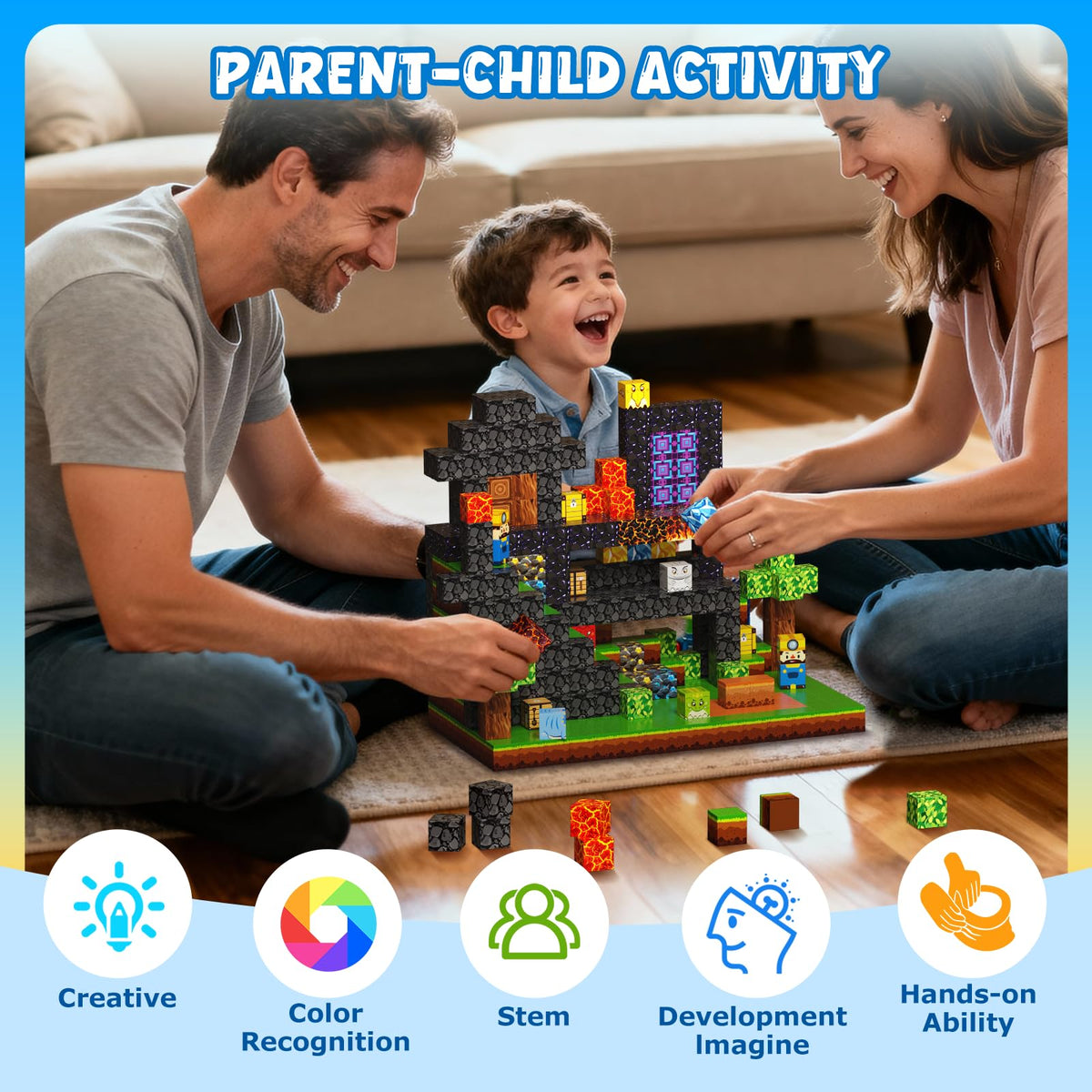 DUSFAN 500PCS Magnetic Blocks, Building Blocks Cubes for Kids Age 4-8, 0.8in Magnetic Toys for STEM Sensory, for Boys & Girls Age3-12