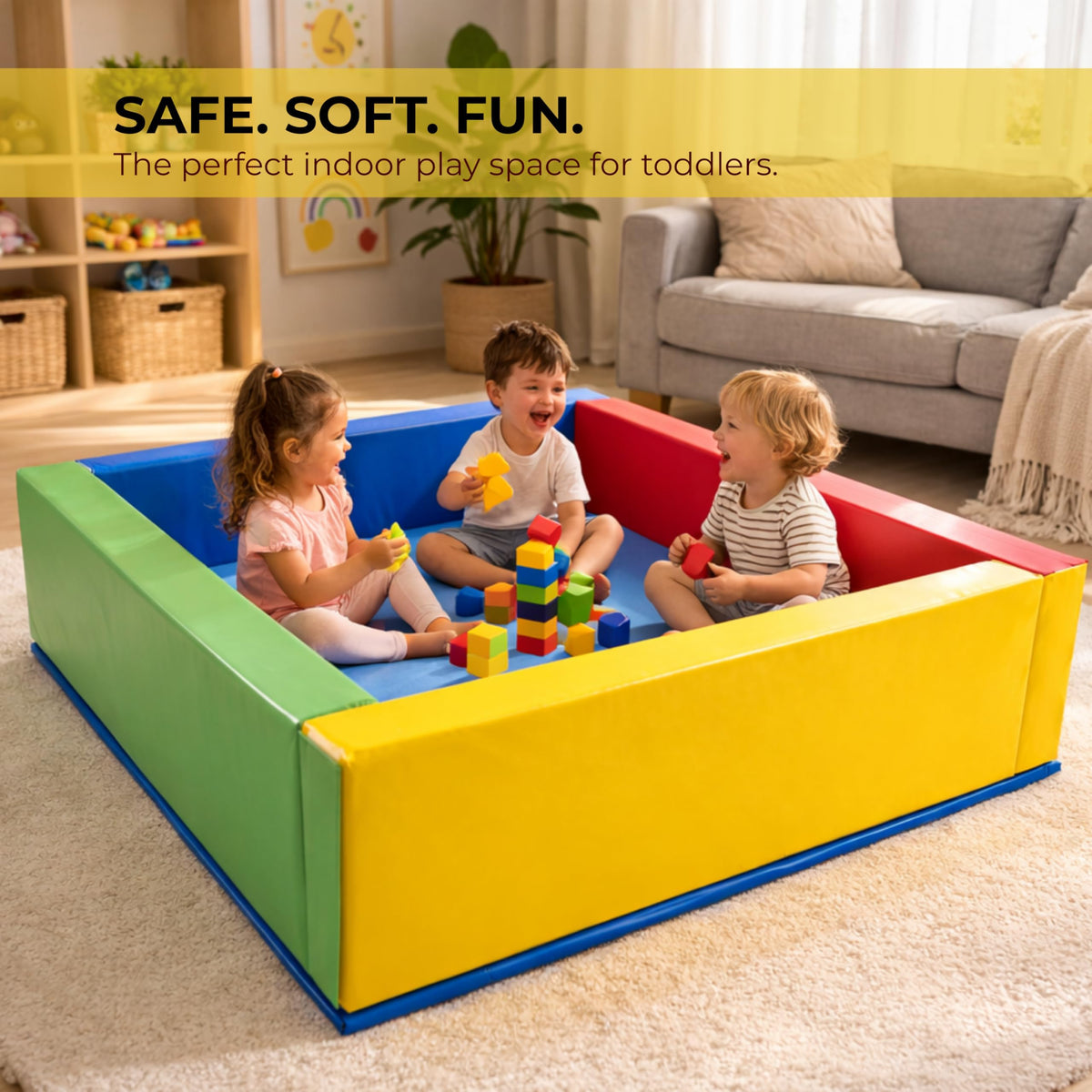 Giant Foam Ball Pit for Toddlers and Kids – Soft Foam Sided Square Play Pool, Colorful Baby Ball Pit for Ages 9 Months to 12 Years (Colorful, 78 x 78 x 18 Inches)