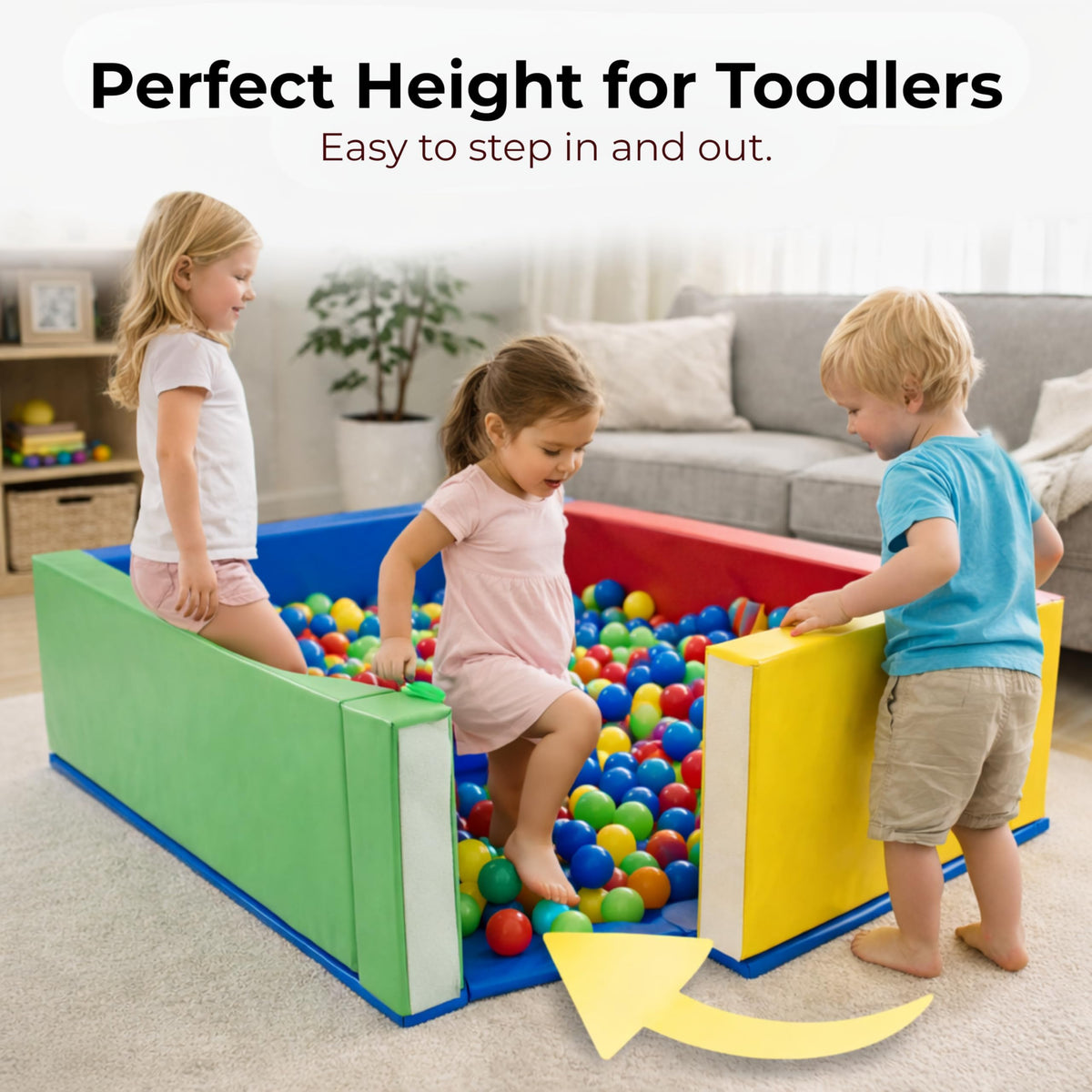 Giant Foam Ball Pit for Toddlers and Kids – Soft Foam Sided Square Play Pool, Colorful Baby Ball Pit for Ages 9 Months to 12 Years (Colorful, 78 x 78 x 18 Inches)