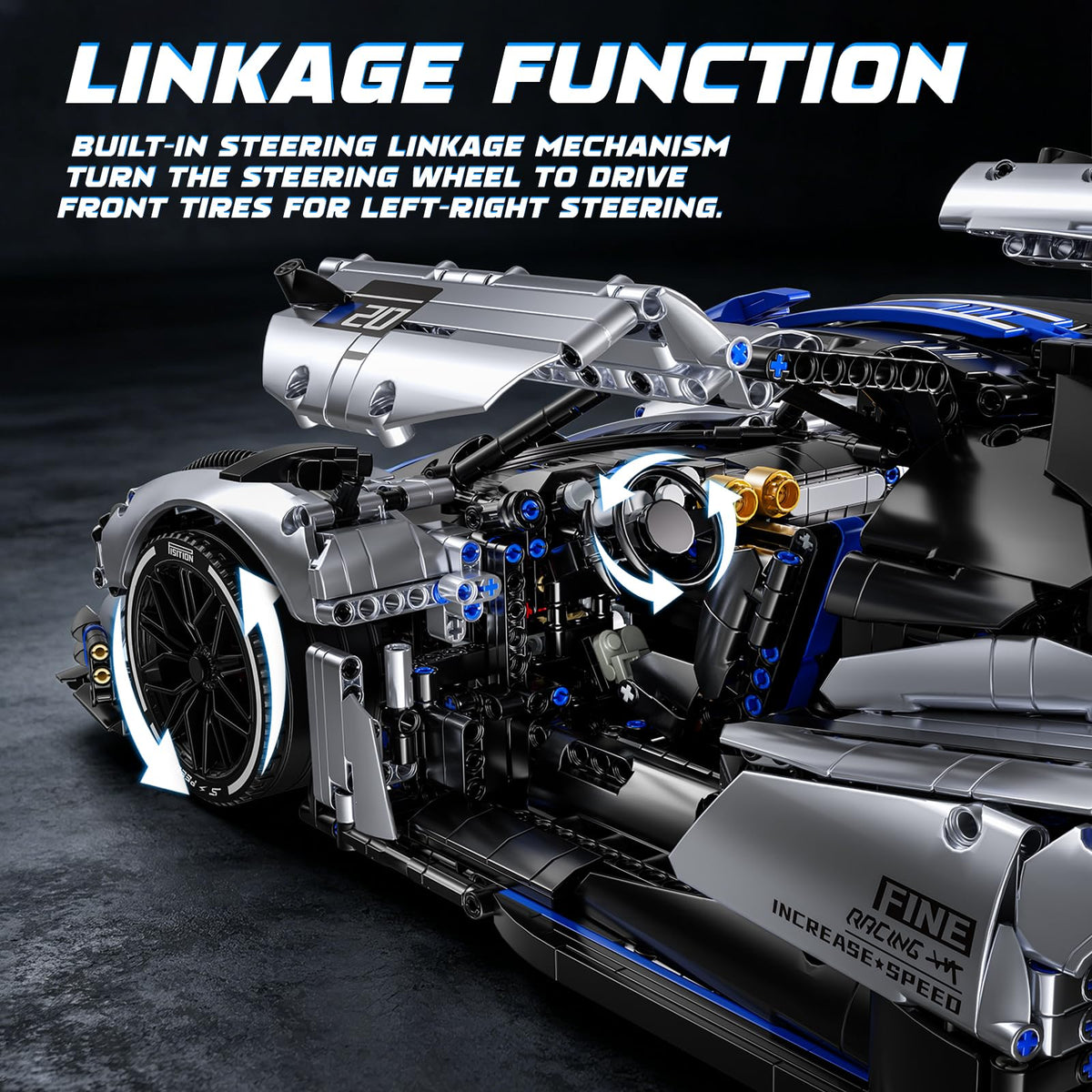 1:8 Supercar Car Building Block Set for Adults, 3526PCS Large Size Sports Construction Sets 23Inch Technical Racing Car Model Kit Toy for Boys&Car Enthusiasts