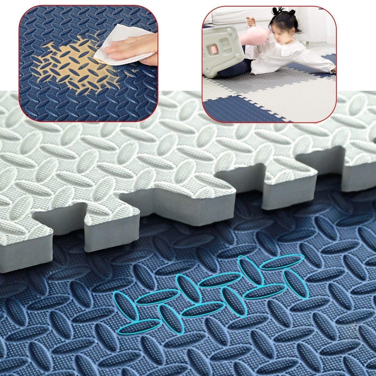 ALGFree Foam Puzzle Floor Mat, Comfortable Extra Thick Exercise and Play Mat with Edge for Toddlers, Kids & Adults, Multicolor Tiles Set (Color : C, Size : 60x60x2cm-4pcs)