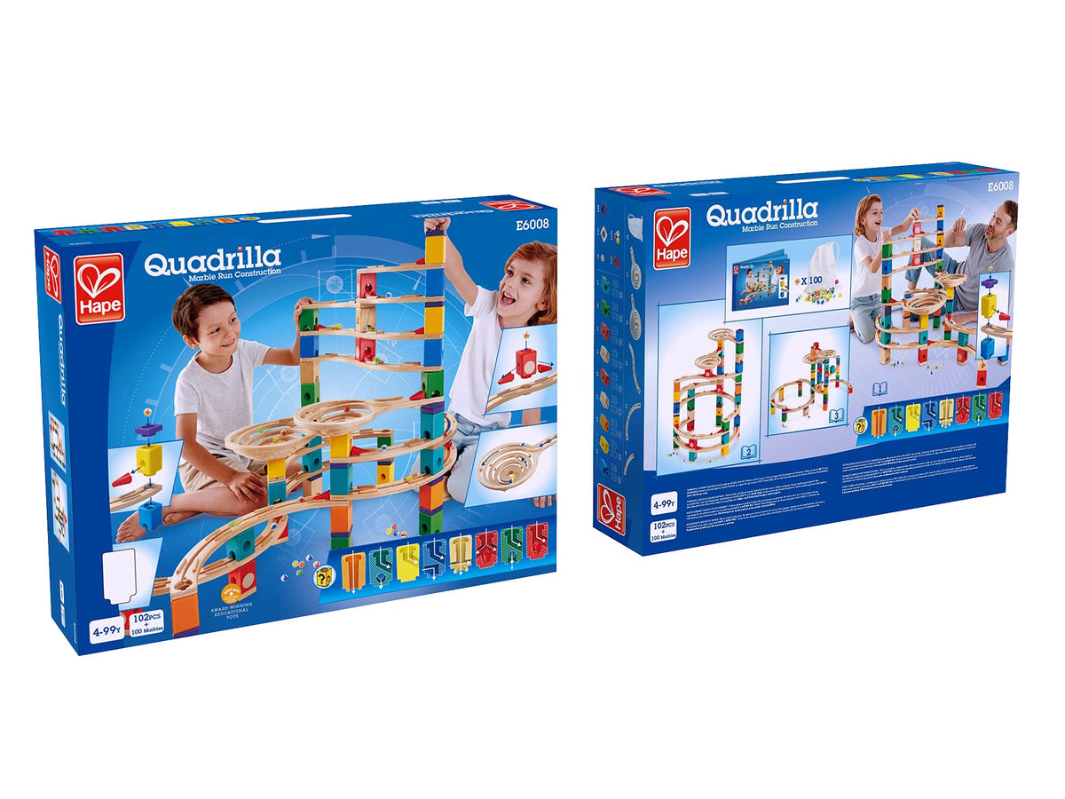 Hape Quadrilla Cyclone Wooden Marble Run Race Maze Construction Building Set| STEM Educational Learning Toys for Kids