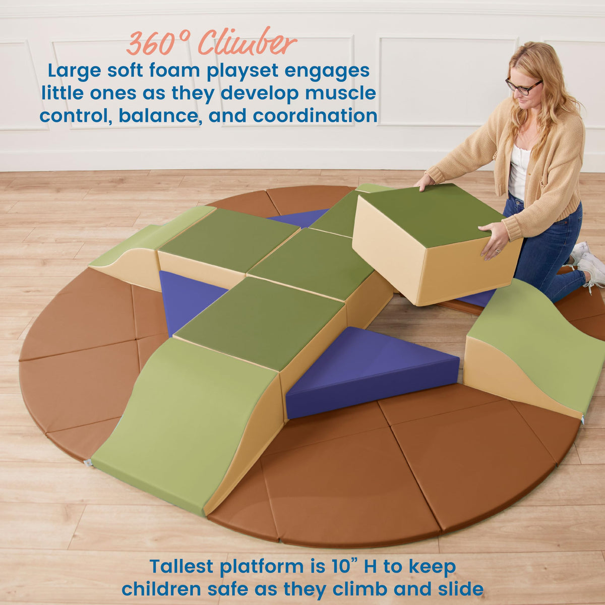 ECR4Kids Adventurer's Summit Slide 360° Climber, 17-Piece, Earthtone