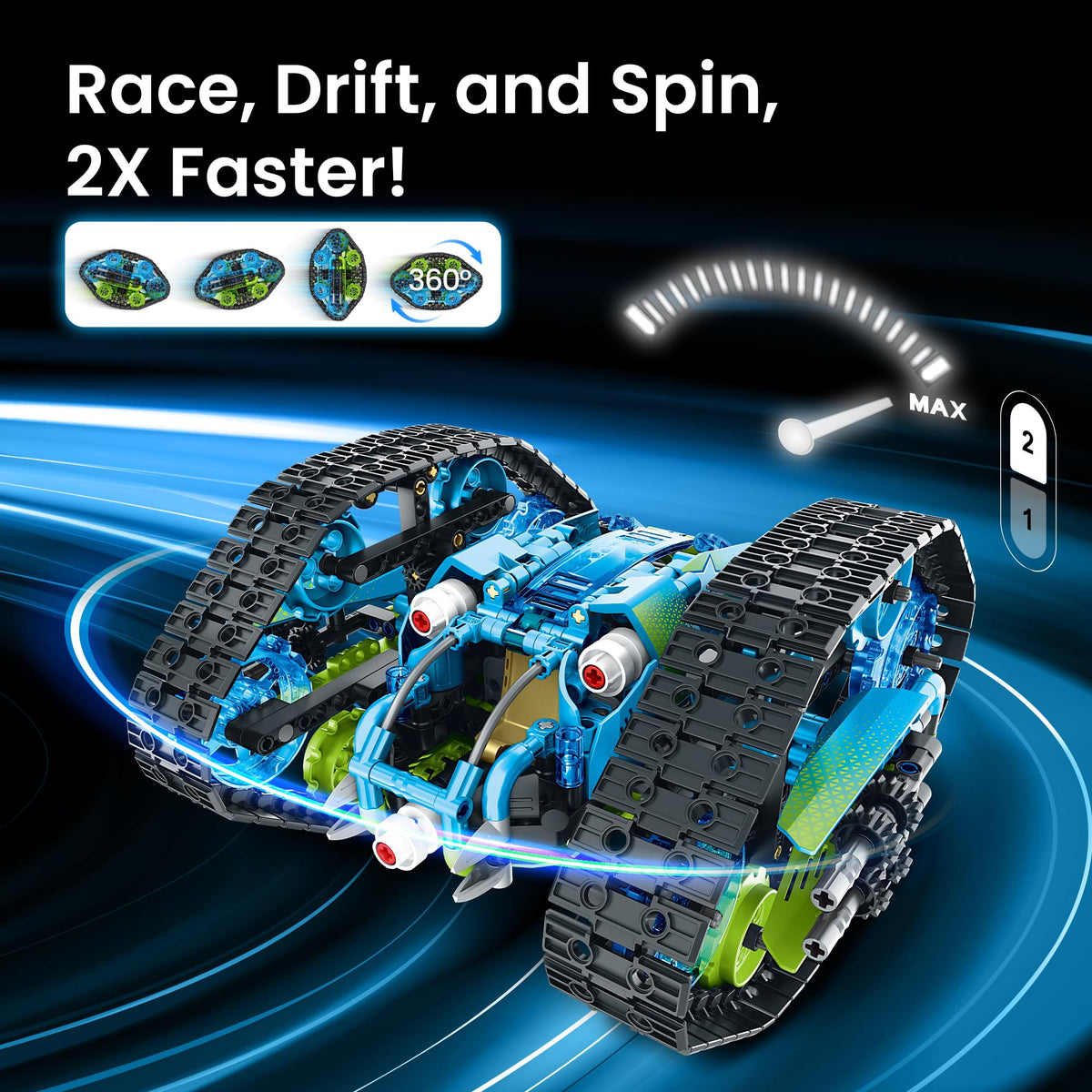 Sillbird Bundle - 2 Items Robot Car Building Kit with Remote Control Christmas STEM Gifts for Boys Ages 8-14, Technic Coding Stunt Racer Toys for Kids Birthday, Buildable 5in1 Models