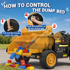 ANPABO 24V Ride On Dump Truck w/ Electric Dump Bed, Remote, Yellow