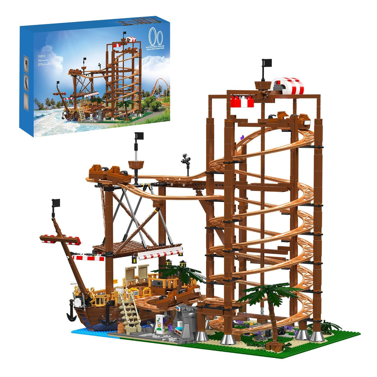 Sosuy Electric Roller Coaster Toy Building Set, Motorized 2174 PCS for Kids