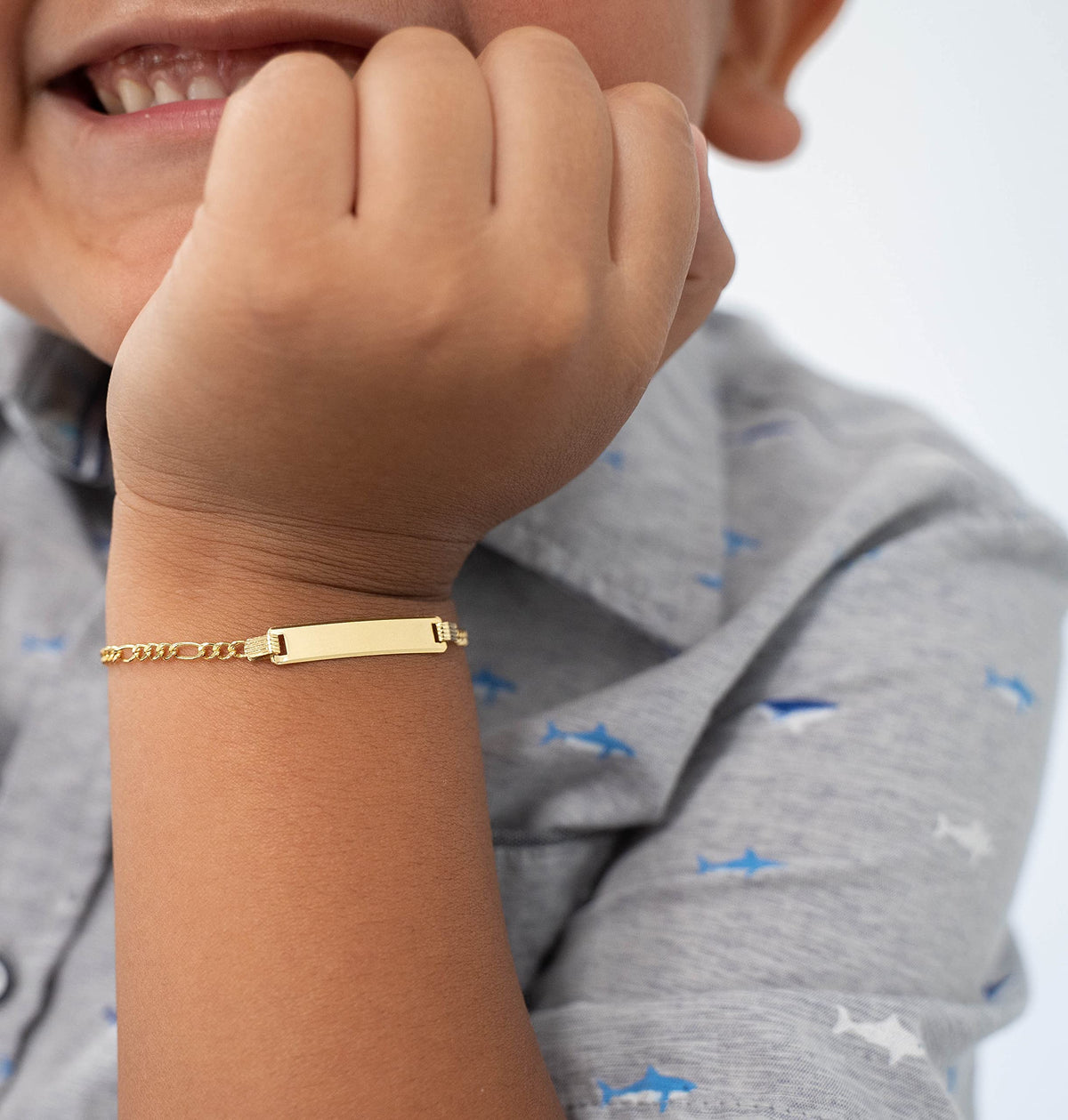 14K Real Yellow Gold Baby ID Bar Bracelet Personalized name adjustable Bracelets Engravable With Newborn Kids Name Cute Jewelry Gift for Boys Girls children