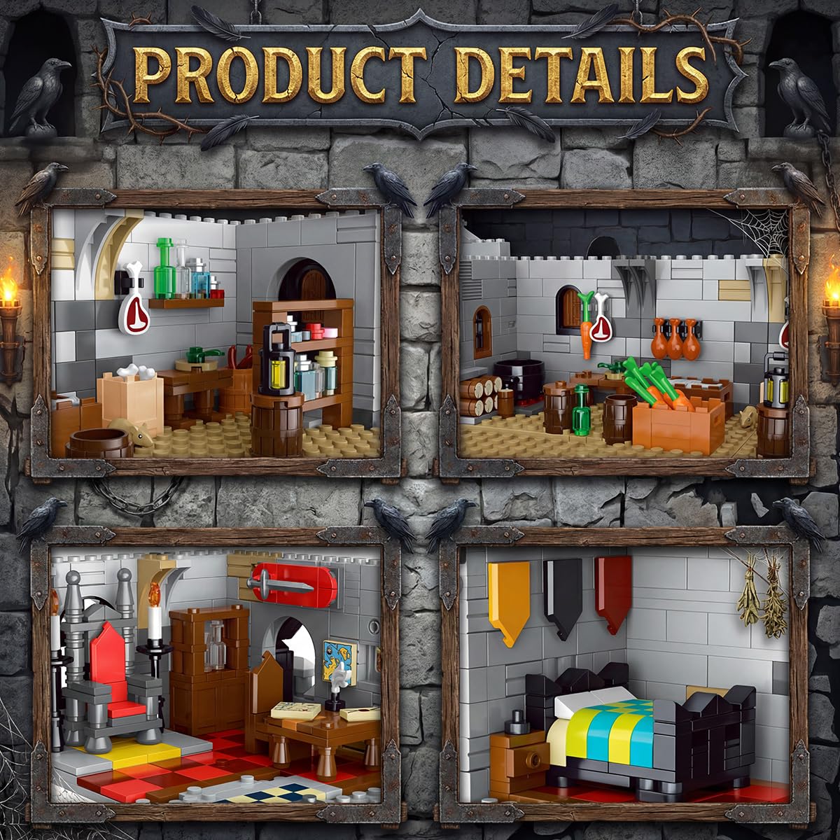 3 in 1 Medieval Raven Castle Building for Adults 4961 Pcs Barweer 009