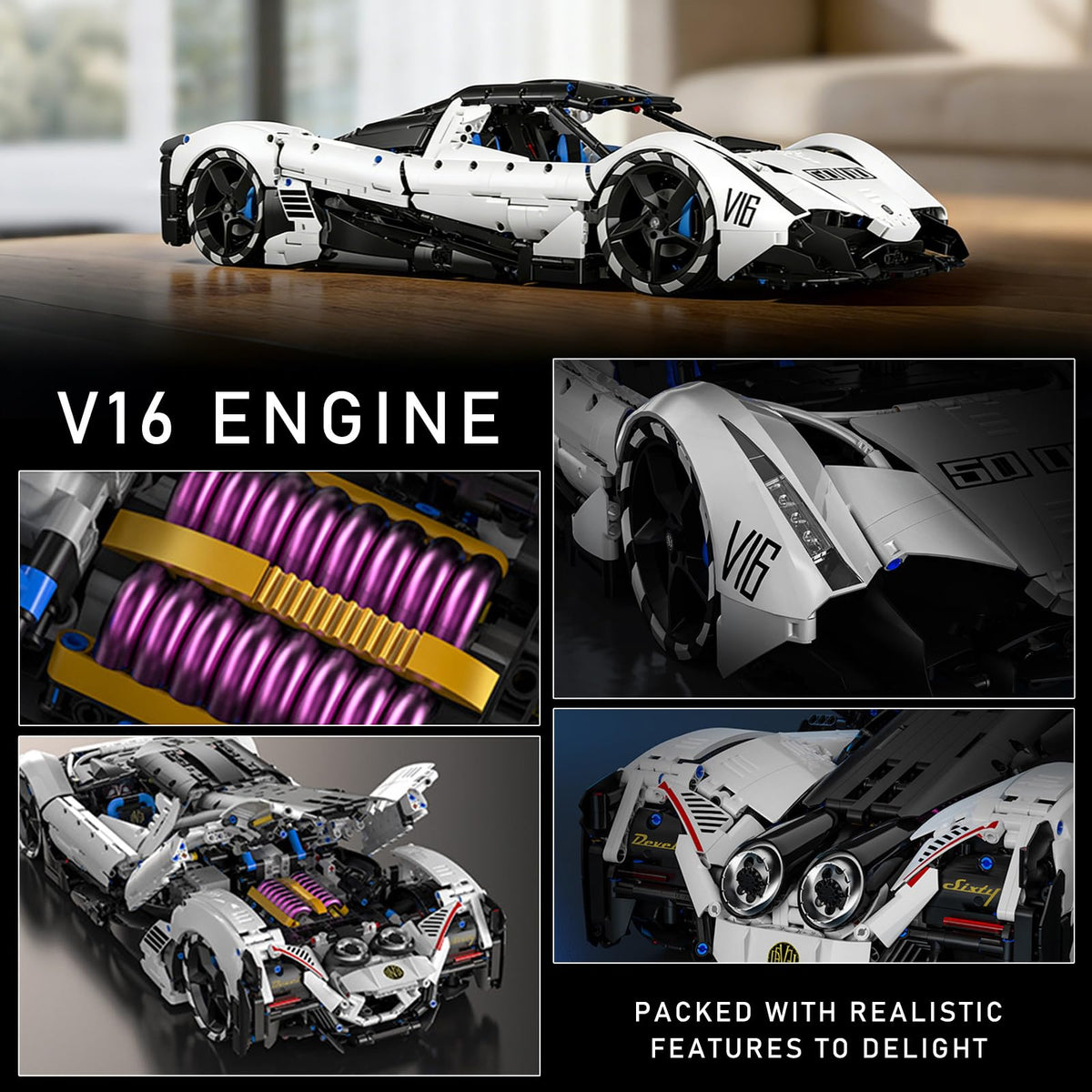 Devel-V16 Hypercar Advanced Sports Car Building Set, A-T5052