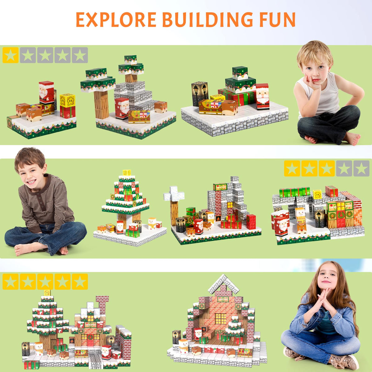 Vdealen 300 PCS Magnetic Blocks-Magnetic Building Blocks, Stacking Magnetic Cubes Toy for Kids, STEM Montessori Sensory Toys for Boys and Girls Age 3 4 5 6 7 8 9 10 11 12 Christmas Birthday Gift