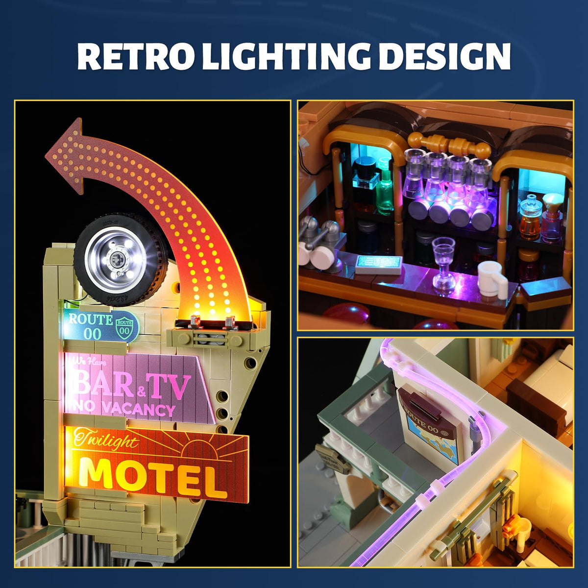 FUNWHOLE Car-Hotel Lighting Building-Bricks Set, 1970 Pcs Modular Building
