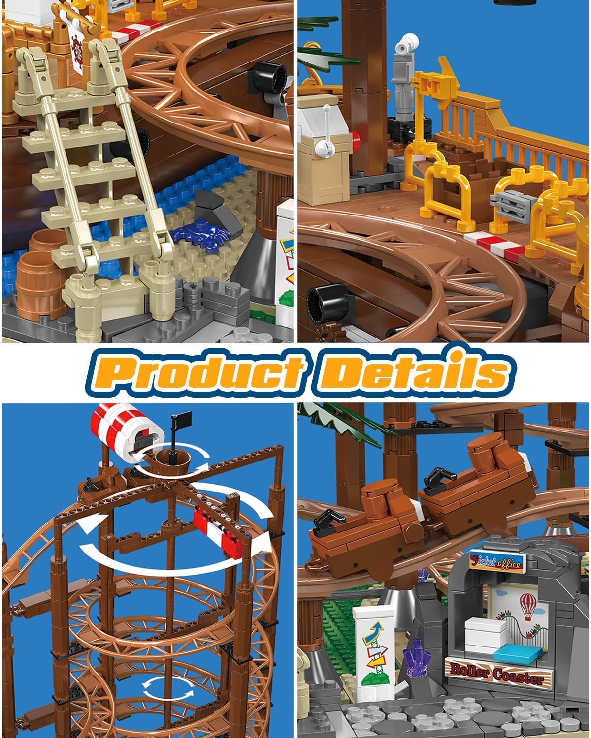 Sosuy Electric Roller Coaster Toy Building Set, Motorized 2174 PCS for Kids