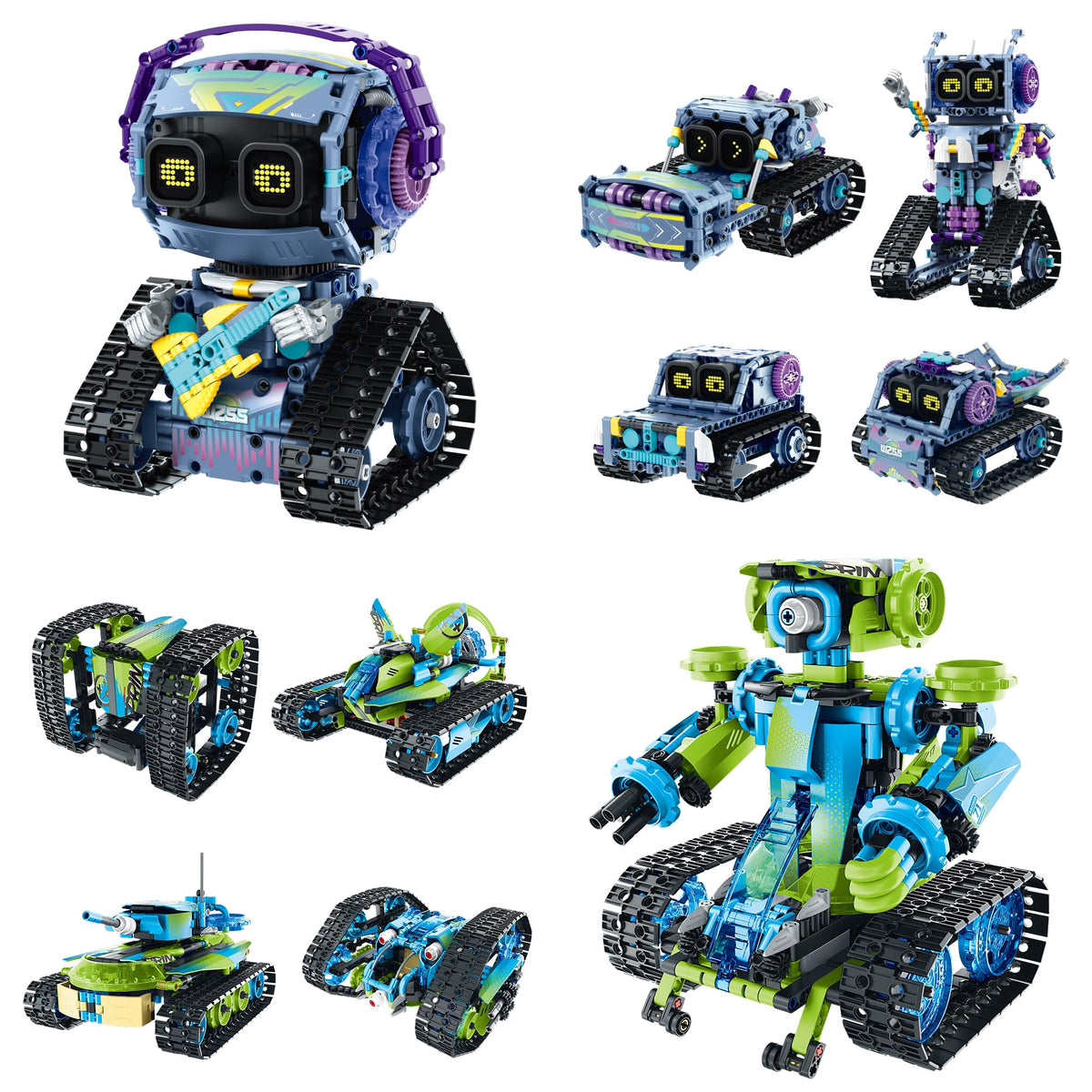Sillbird Bundle - 2 Items Robot Car Building Kit with Remote Control Christmas STEM Gifts for Boys Ages 8-14, Technic Coding Stunt Racer Toys for Kids Birthday, Buildable 5in1 Models