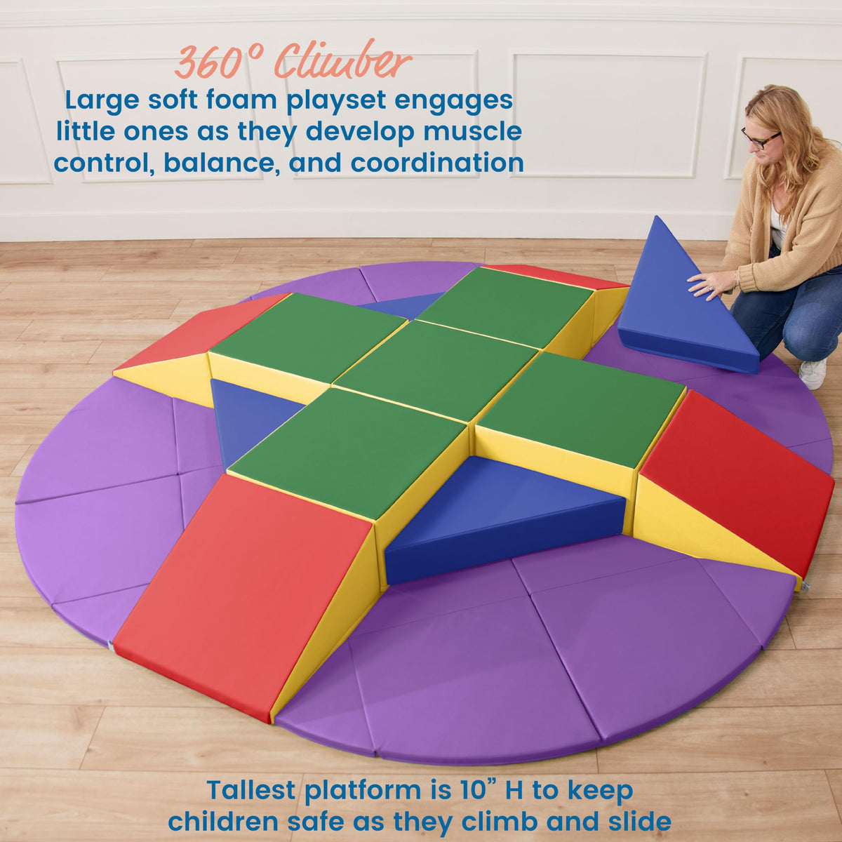 ECR4Kids Adventurer's Summit Ramp 360° Climber, 17-Piece, Assorted