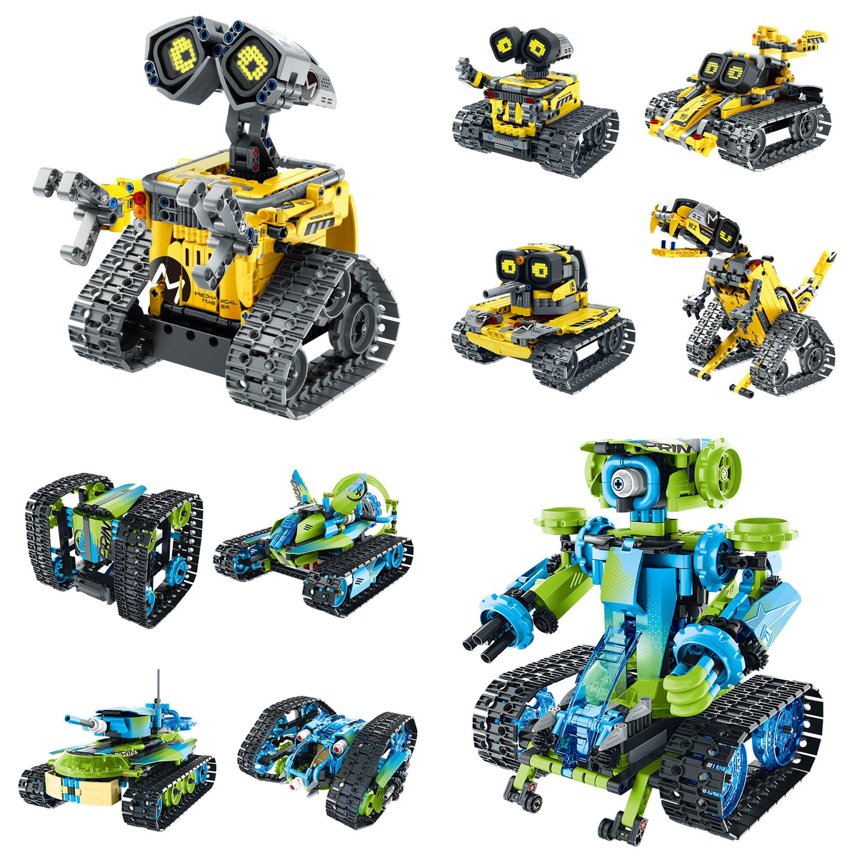 Sillbird Bundle - 2 Items Robot Car Building Kit with Remote Control Christmas STEM Gifts for Boys Ages 8-14, Technic Coding Stunt Racer Toys for Kids Birthday, Buildable 5in1 Models