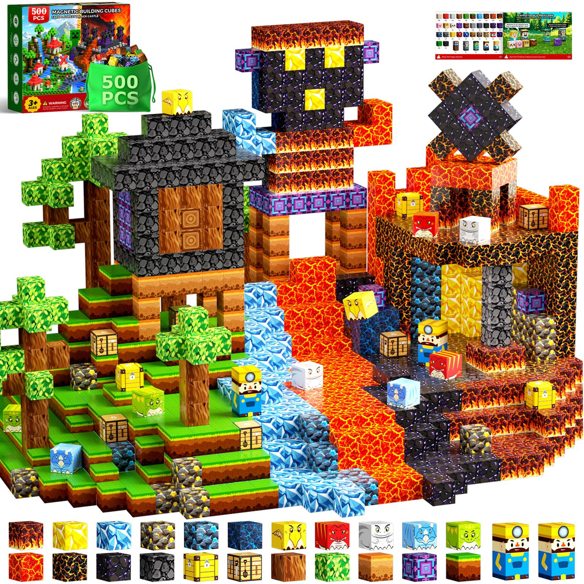 DUSFAN 500PCS Magnetic Blocks, Building Blocks Cubes for Kids Age 4-8, 0.8in Magnetic Toys for STEM Sensory, for Boys & Girls Age3-12