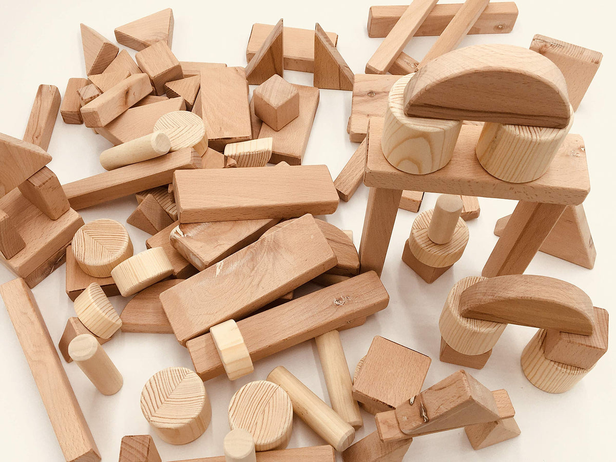 Wooden Toy Building Blocks - Set of 150 Blocks
